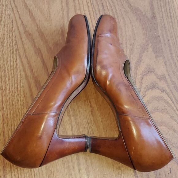 Vintage Delman Leather Heels Shoes Pumps Brown Women's WOMAN'S Size 9½ AA - Picture 7 of 13